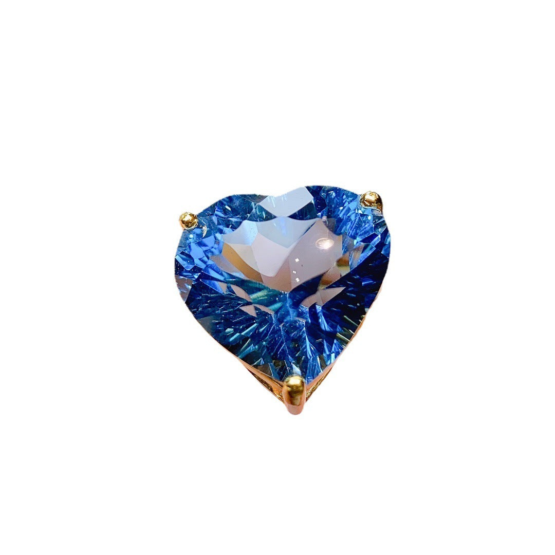 Luxury Heart-Shaped Blue Stone Ring – S925 Sterling Silver Romantic Jewelry Gift