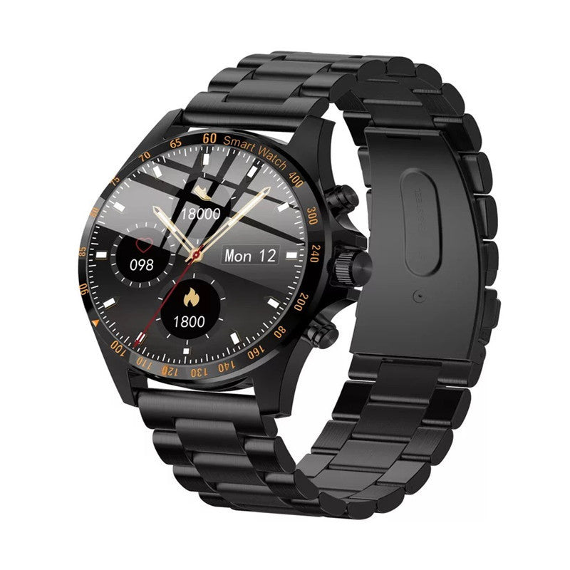 Luxury Business Smartwatch – Heart Rate, Blood Pressure & Fitness Tracking with Leather Strap