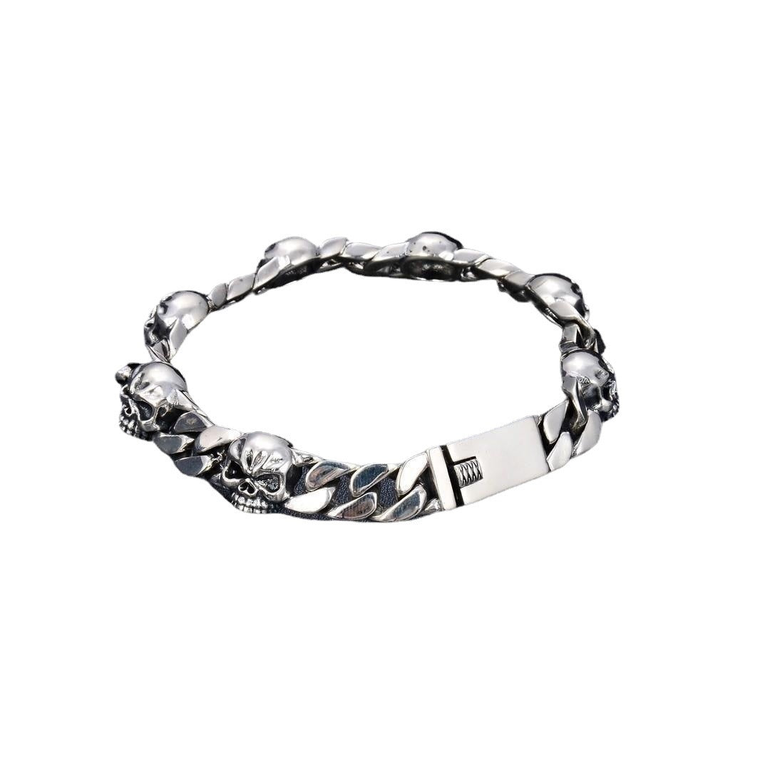 925 Silver Skull Bracelet – Men’s Dominant Style | T&P Dark Line