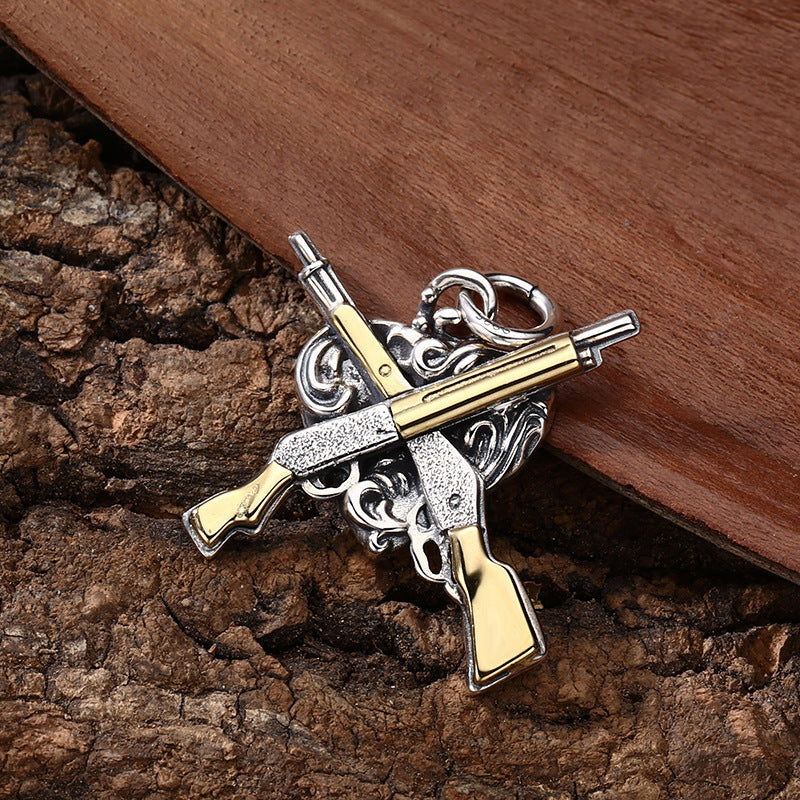 S925 Silver Dual Gun Pendant – Power & Heritage Edition | T&P Men’s Collection
