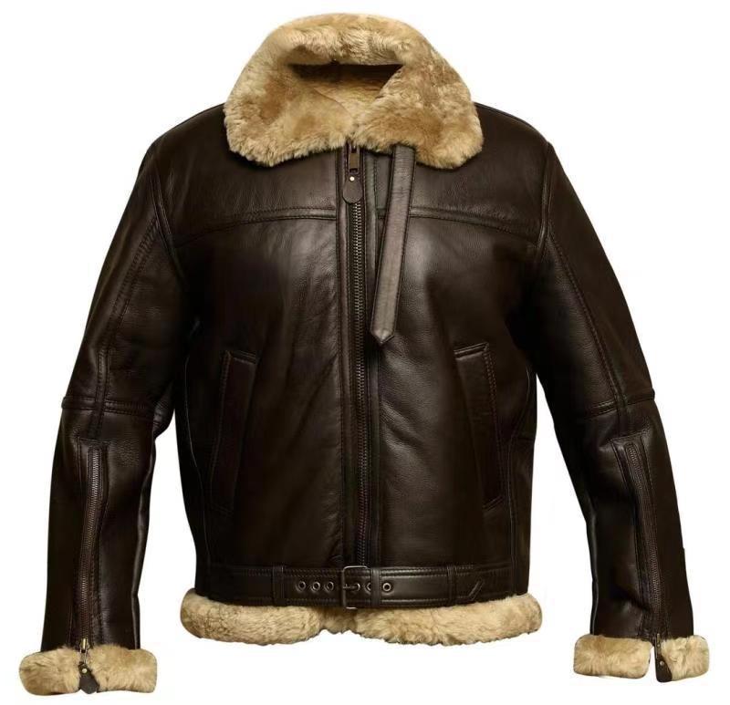 T&P Aviator Fur Leather Jacket | Thickened Winter Faux Leather Coat for Men