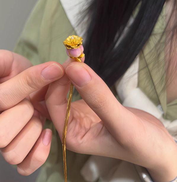 Luxury S925 Silver Enamel Blossom Rose Pendant Necklace – Elegant Women’s Jewelry Gift