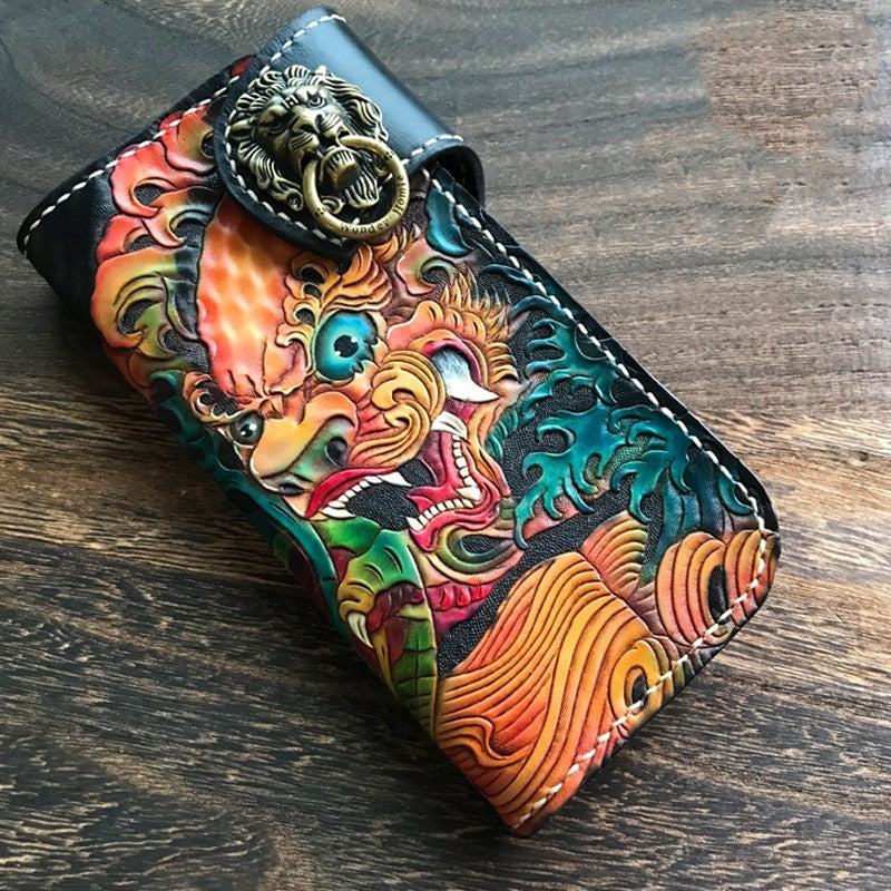 Luxury Handmade Dragon Leather Wallet – Unique Artistic Treasure