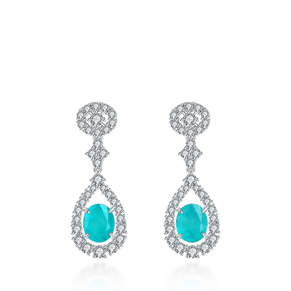 Luxury Women’s Earrings – Gift Boxed Blue Crystal Drop Design