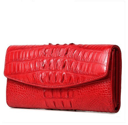 Luxury Women’s Crocodile Pattern Clutch – Tri-Fold Leather Wallet