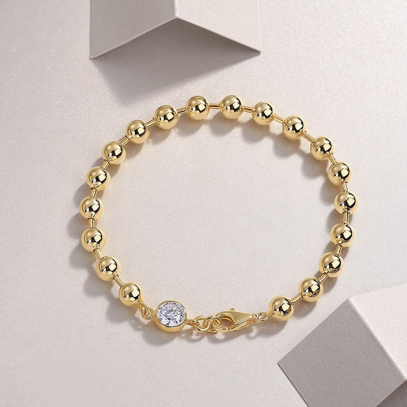 Luxury Gold Moissanite Bead Bracelet – Minimalist Elegance Jewelry for Women & Men