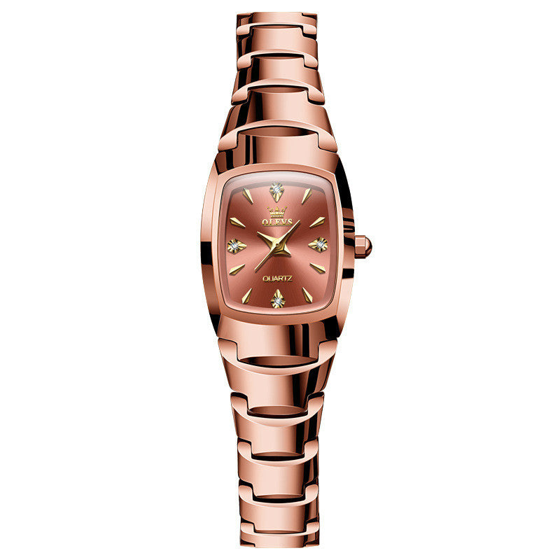 Luxury Rose Gold Women’s Watch – Tungsten Steel Bracelet Design, Elegant Quartz Timepiece