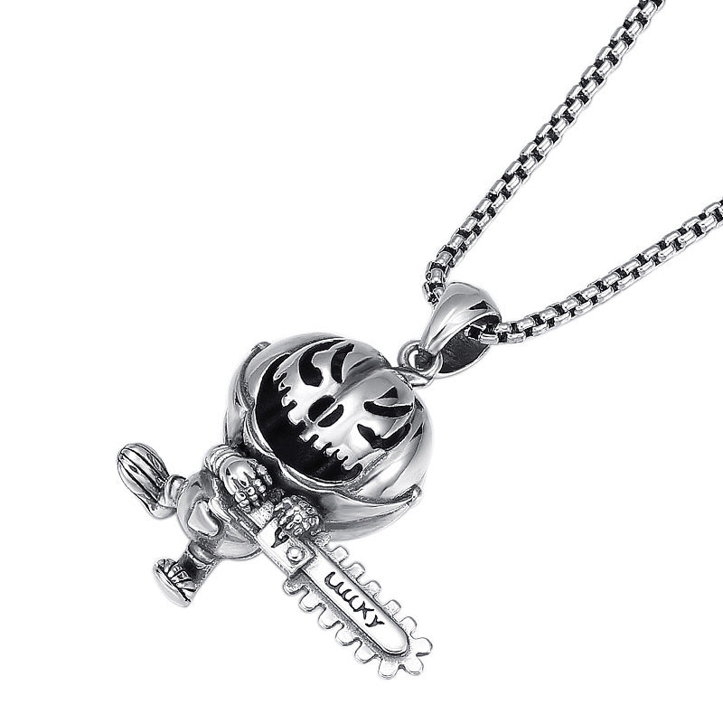 S925 Silver Chainsaw Clown Pendant – Dark Heritage Edition | T&P Men’s Collection
