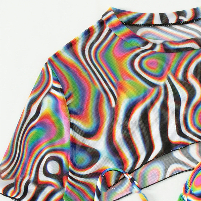 T&P HoloMesh Bikini – Multicolor Illusion Mesh Cover-Up Bikini Set