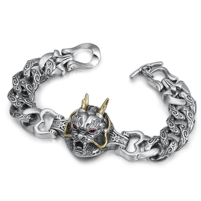 925 Silver Demon King Bracelet – Luxury Handcrafted Men’s Gothic Jewelry | T&P Alpha Line