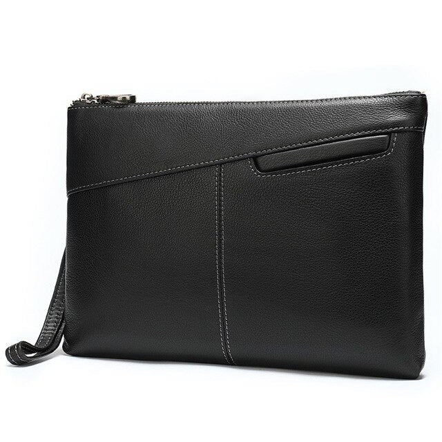 Luxury Men’s Envelope Leather Clutch – Elegant Business Wristlet Bag
