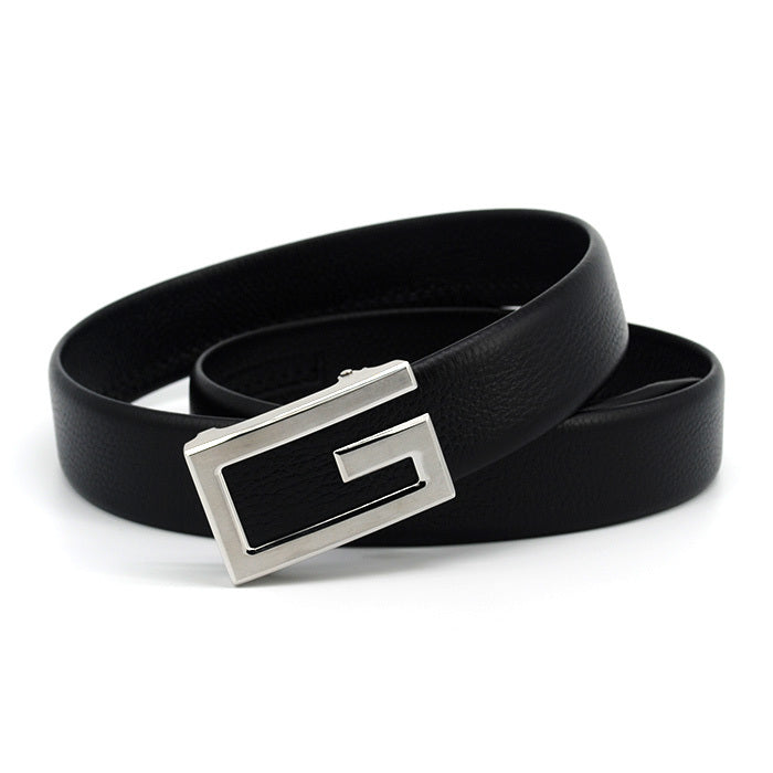 Stainless Steel Automatic Buckle Belt – Luxury Men’s Leather Strap