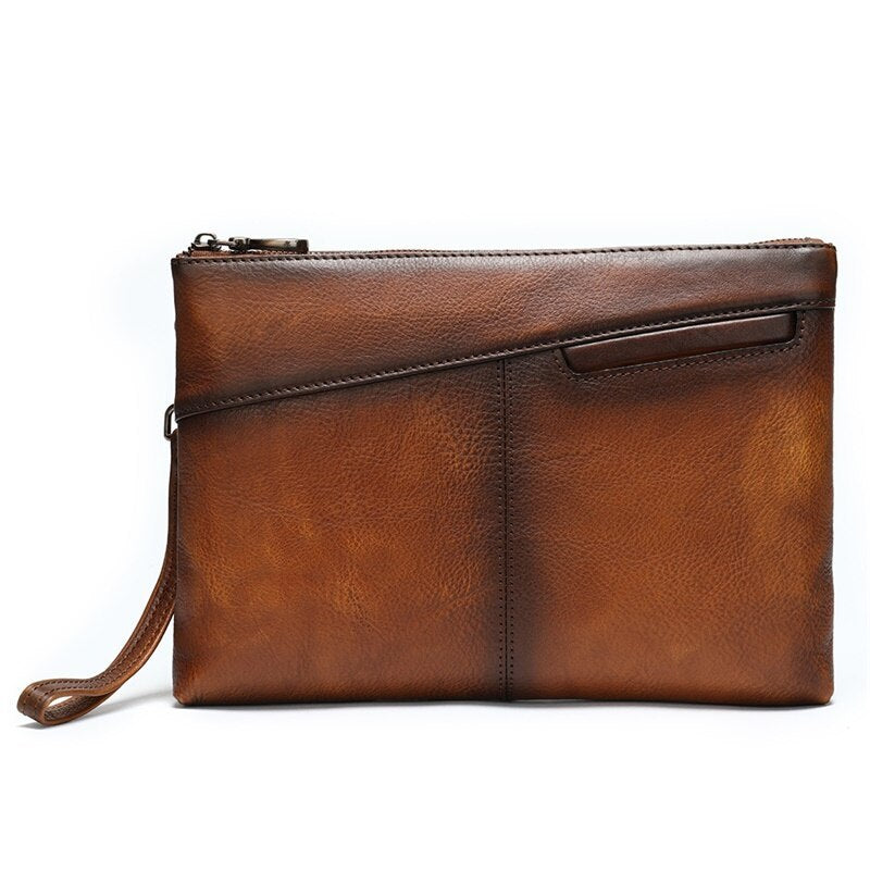 Luxury Men’s Envelope Leather Clutch – Elegant Business Wristlet Bag