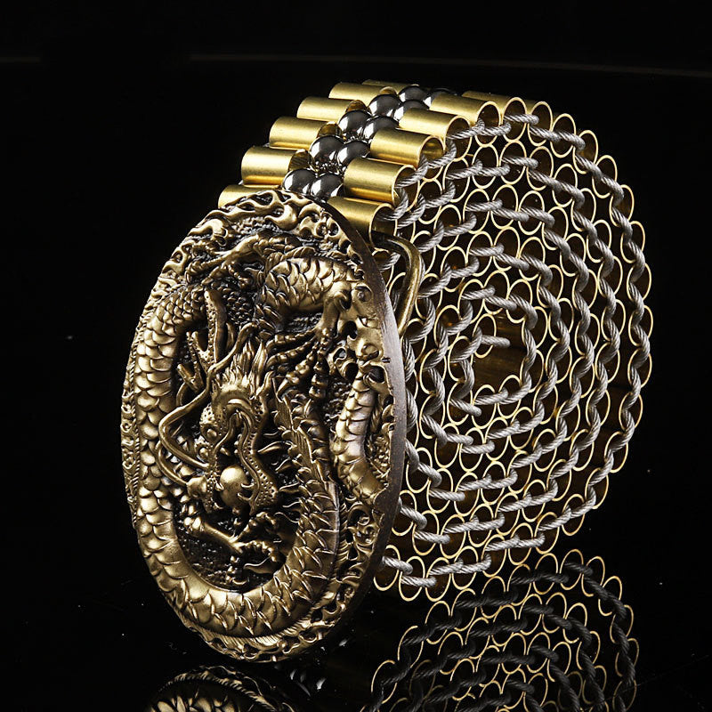 Men’s Stainless Steel Self-Defense Belt – Dragon Buckle Edition