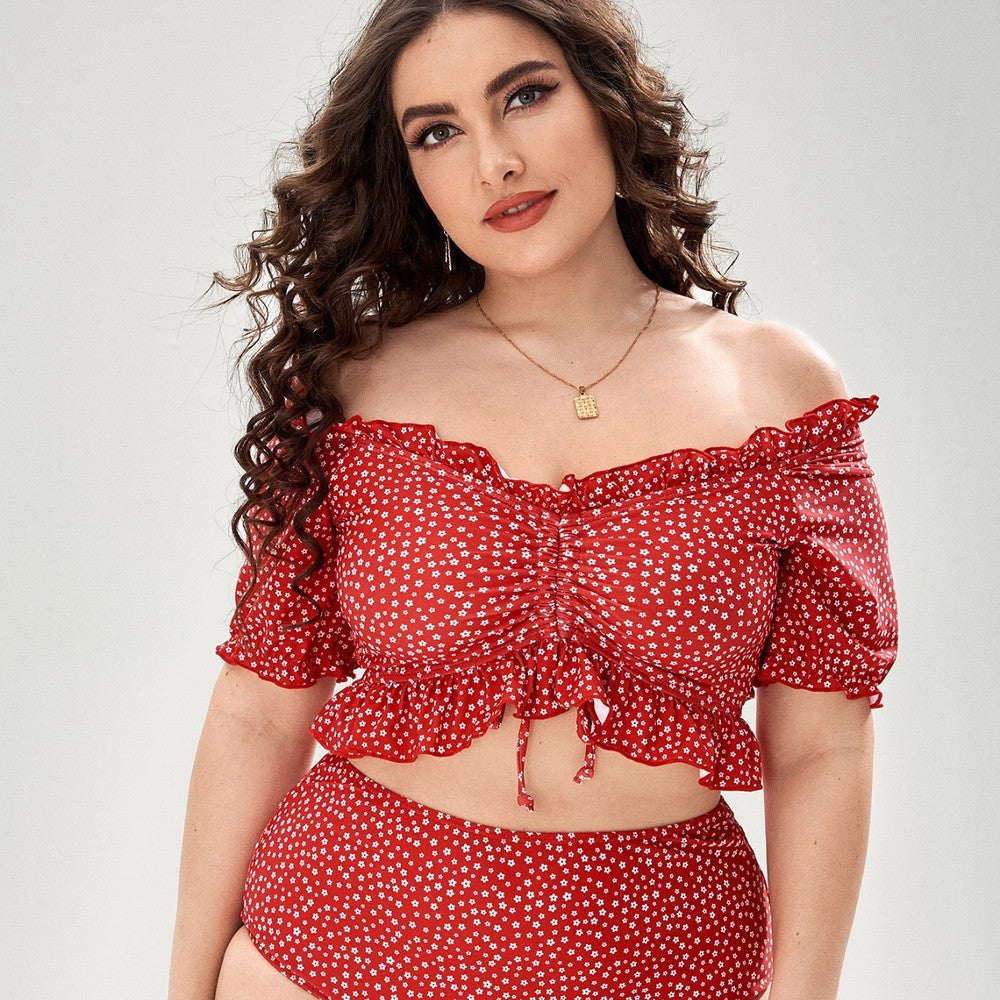 T&P CurveRuffle Plus Bikini – Off-Shoulder Plus-Size High-Waist Swim Set
