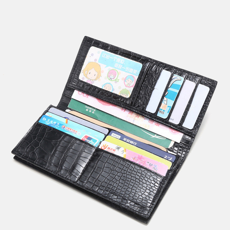 Luxury Men’s Long Leather Wallet – Crocodile Style | Business & Travel