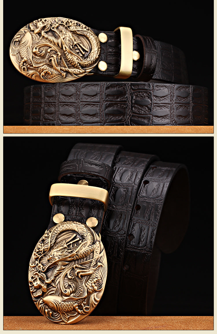 Luxury Dragon Buckle Leather Belt – Retro Exclusive Edition
