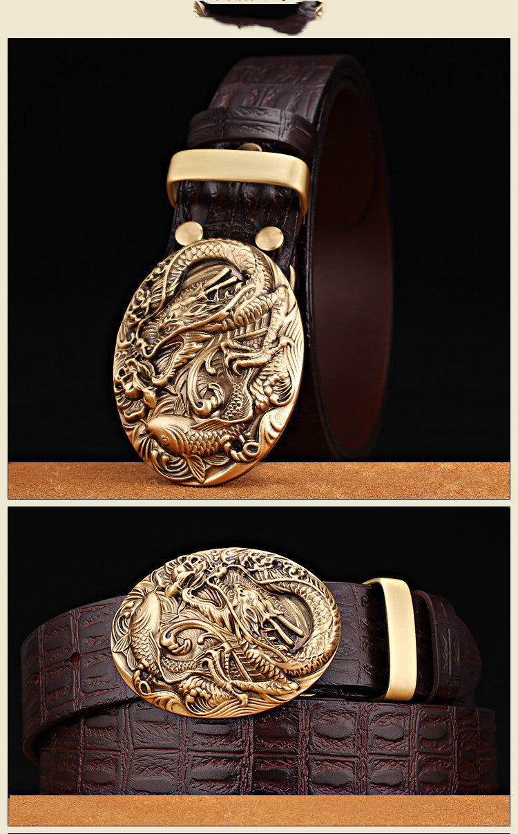 Luxury Dragon Buckle Leather Belt – Retro Exclusive Edition