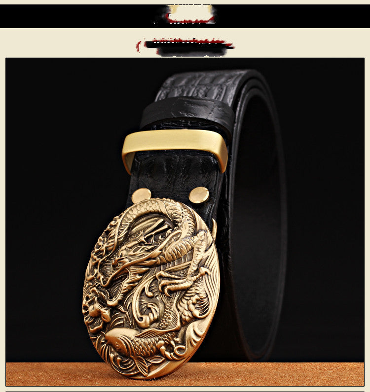 Luxury Dragon Buckle Leather Belt – Retro Exclusive Edition