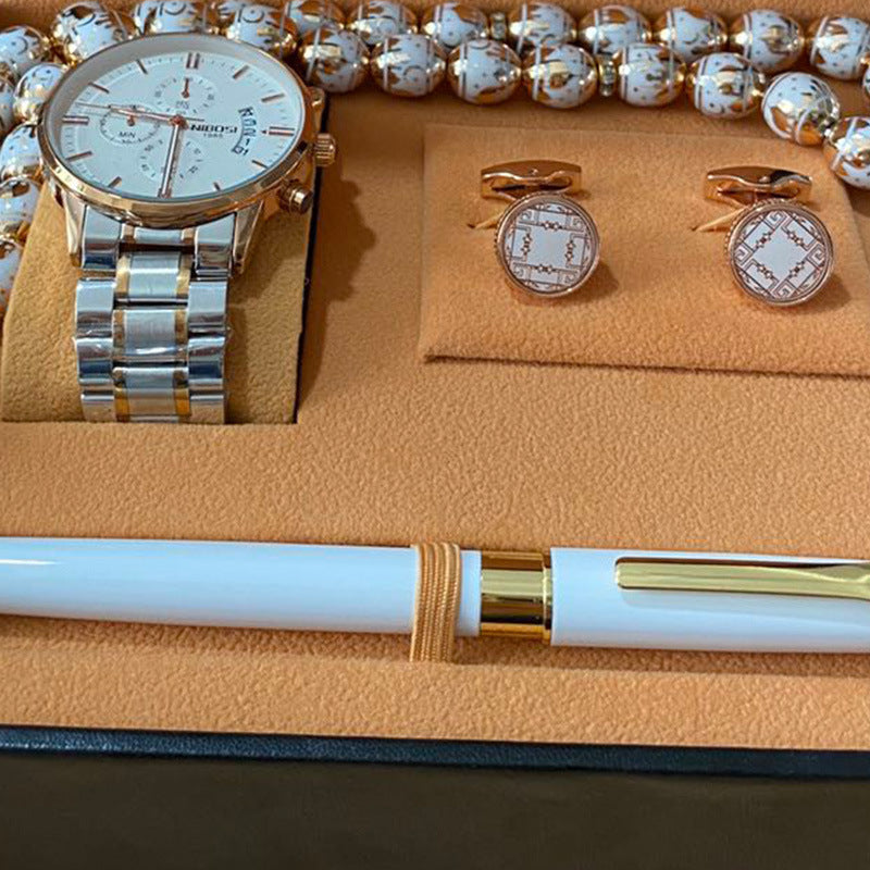 Luxury Men’s Gift Set – Watch, Cufflinks, Pen & Rosary in Premium Box
