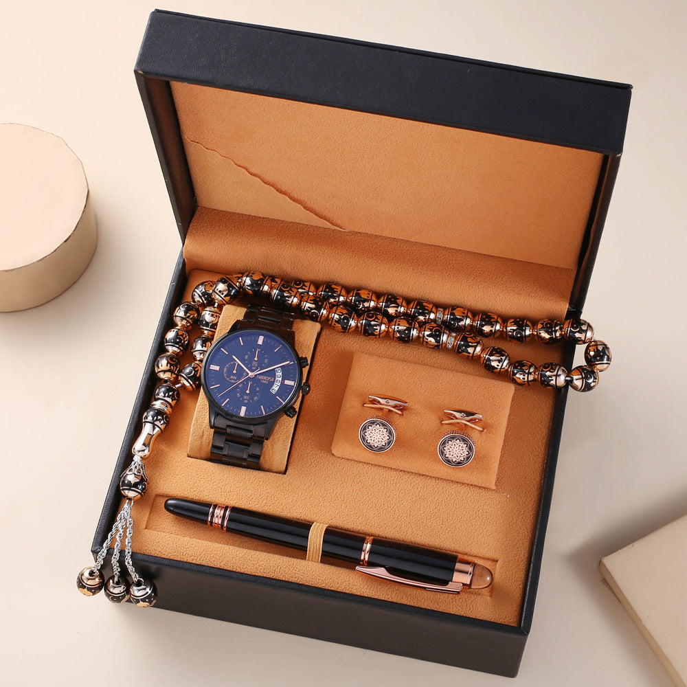 Luxury Men’s Gift Set – Watch, Cufflinks, Pen & Rosary in Premium Box