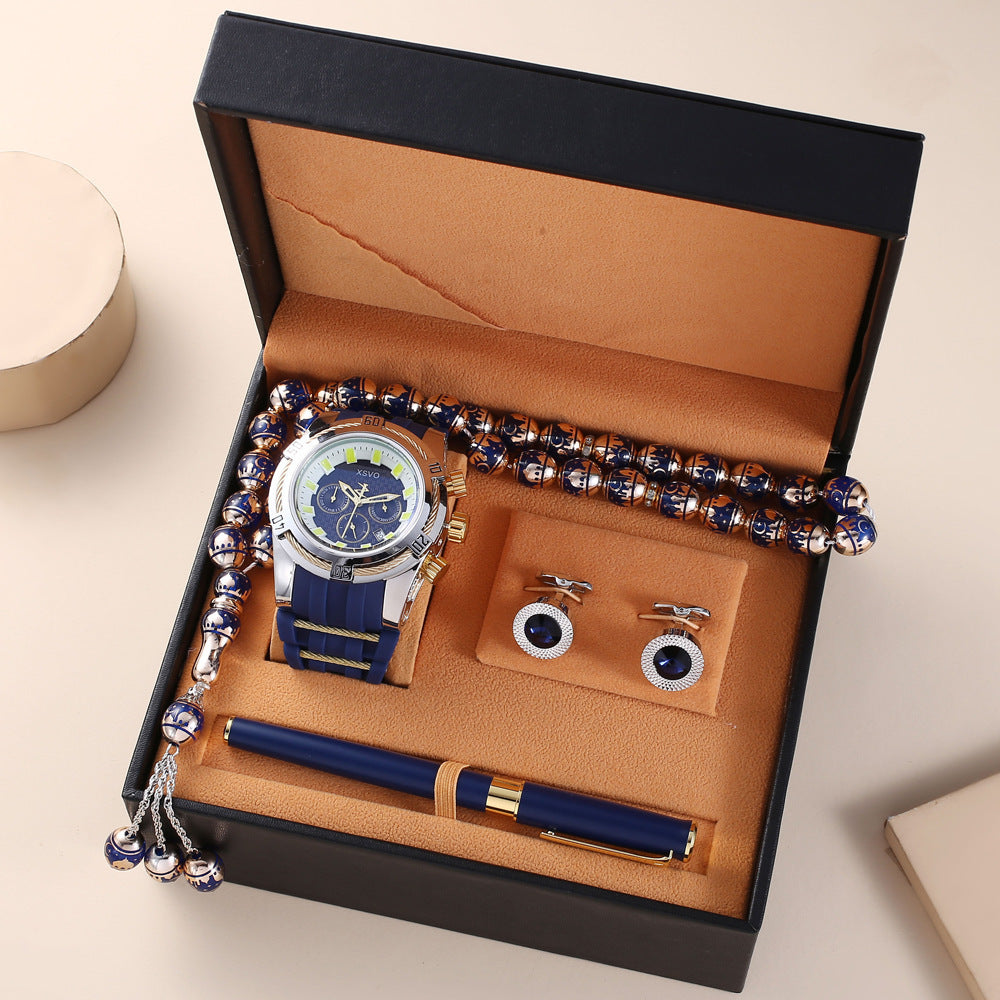 Luxury Men’s Gift Set – Watch, Cufflinks, Pen & Rosary in Premium Box