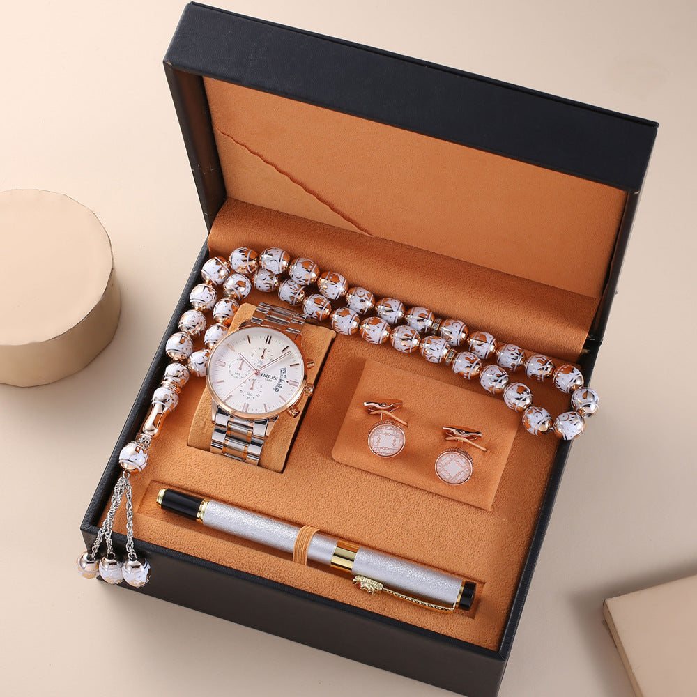 Luxury Men’s Gift Set – Watch, Cufflinks, Pen & Rosary in Premium Box