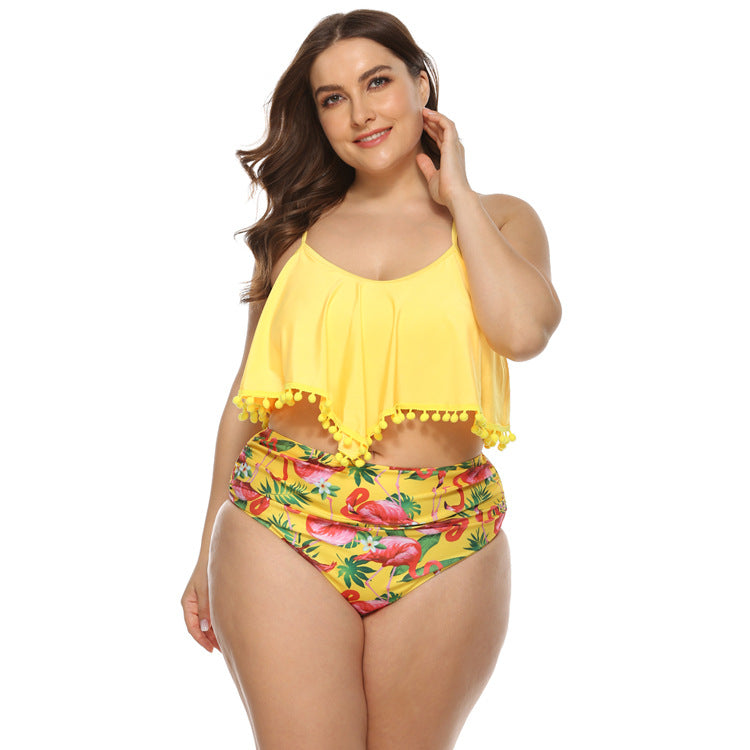 T&P PlusSize SummerGlow Bikini – Yellow High-Waist Floral Swimwear