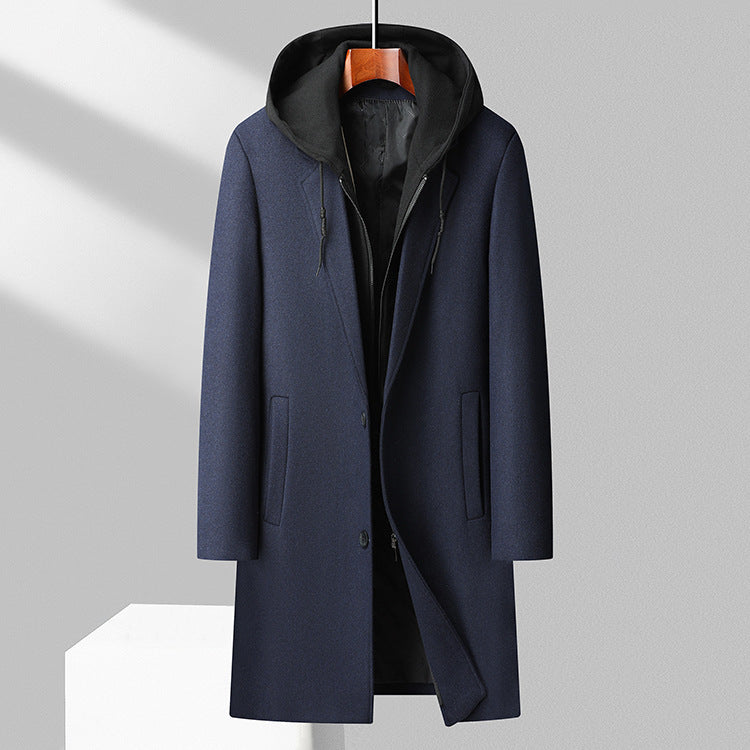 T&P Urban Wool Hooded Coat | Mid-Length Wool Coat with Detachable Hood for Men