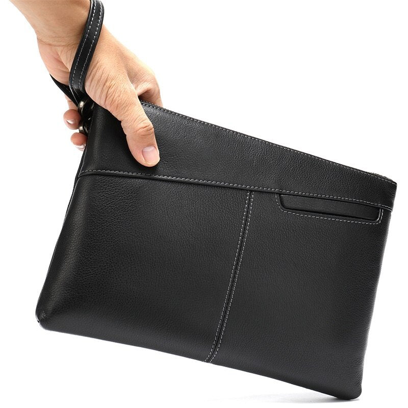 Luxury Men’s Envelope Leather Clutch – Elegant Business Wristlet Bag