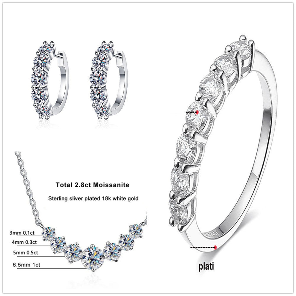 Luxury 4.5 Carat Moissanite Jewelry Set – Ring, Earrings, Bracelet & Necklace