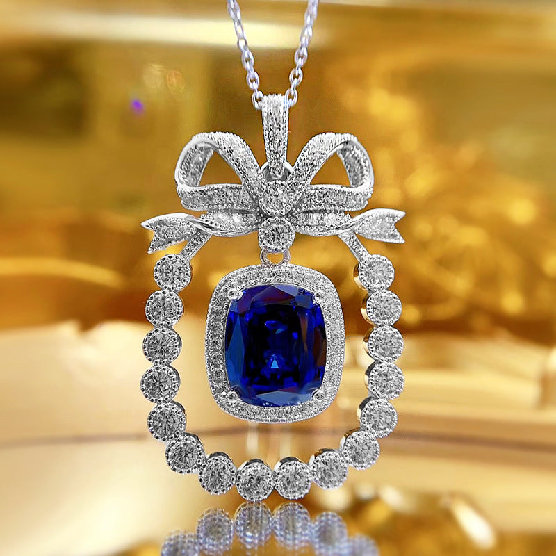 Royal Blue Sapphire Necklace – Elegant Silver Pendant | T&P Women’s Elite