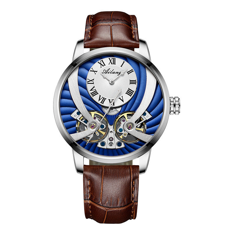 Luxury Skeleton Automatic Men’s Mechanical Watch – Elegant Business Style with Leather Strap