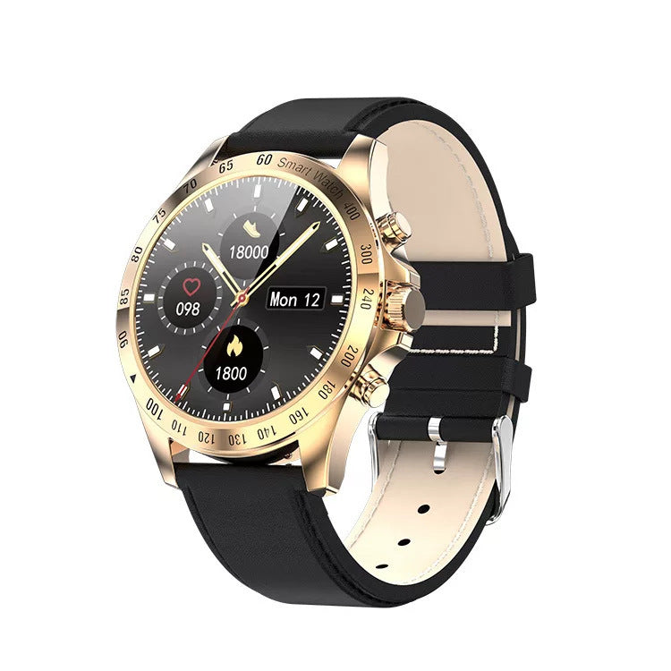 Luxury Business Smartwatch – Heart Rate, Blood Pressure & Fitness Tracking with Leather Strap