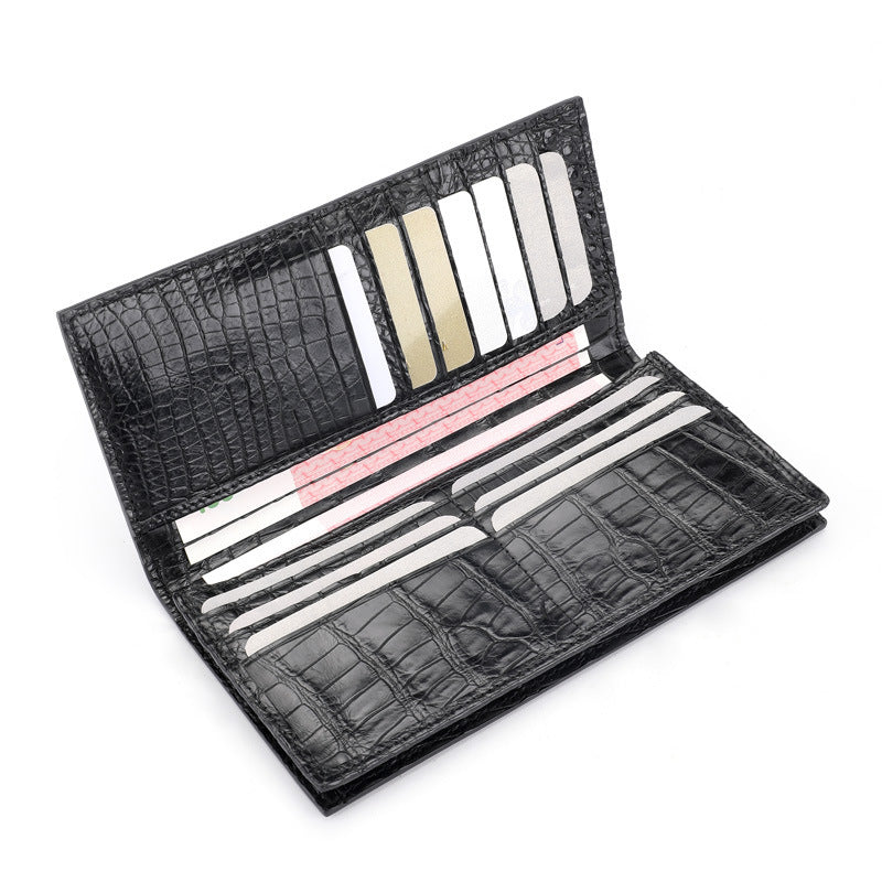 Luxury Business Leather Wallet for Men – Crocodile Pattern | Slim Long Design