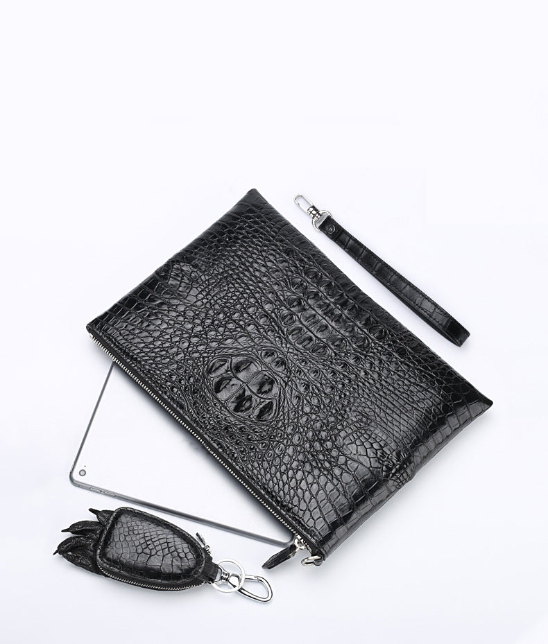 Luxury Men’s Business Clutch Wallet – Crocodile Pattern Zipper Organizer
