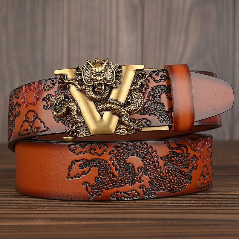 Men’s Dragon Buckle Leather Belt – Exclusive Luxury Edition