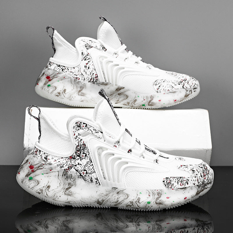 T&P MarbleWave Art Sneakers – Futuristic Marble-Design Running Shoes