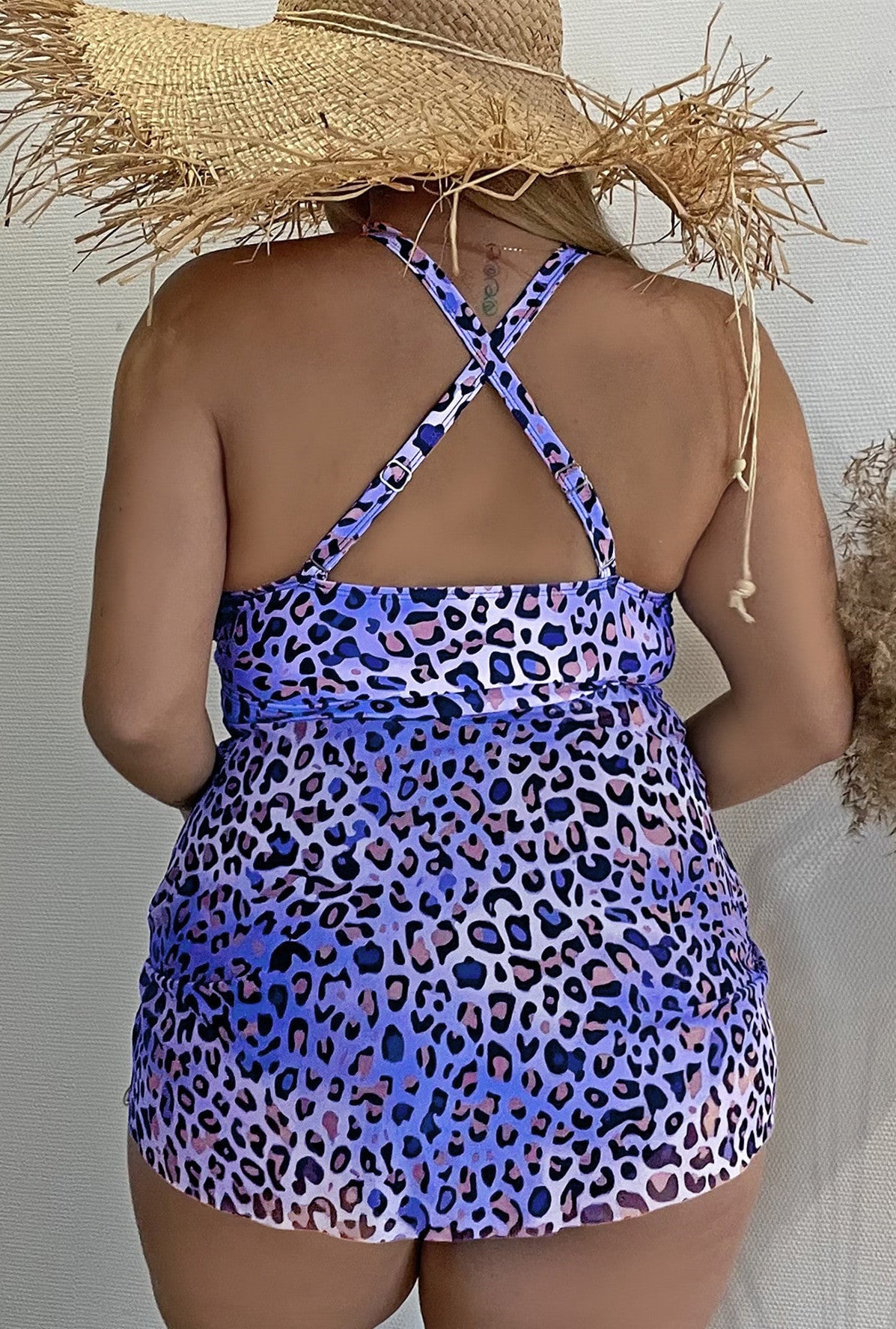 T&P CurveLeopard Halter Bikini – Plus-Size Blue Leopard Wrap Swim Set