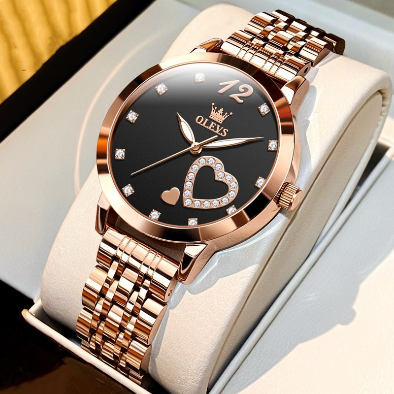 Elegant Heart Rose Gold Women’s Watch | T&P Luxury Store