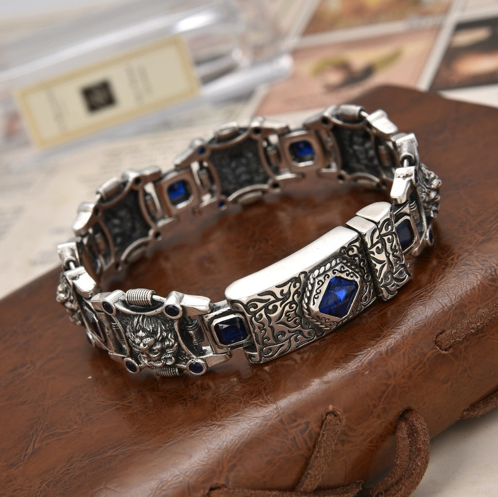 Lion’s Dominion Bracelet – 925 Sterling Silver Royal Zircon Edition