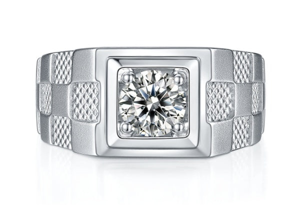S925 Silver 1-Carat Moissanite Men’s Ring – Diamond Strength Edition | T&P Men’s Collection