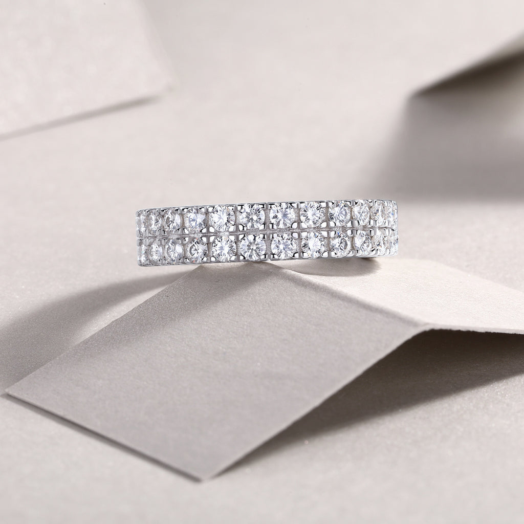 Luxury Multi-Row Moissanite Silver Ring – Statement Women’s Jewelry