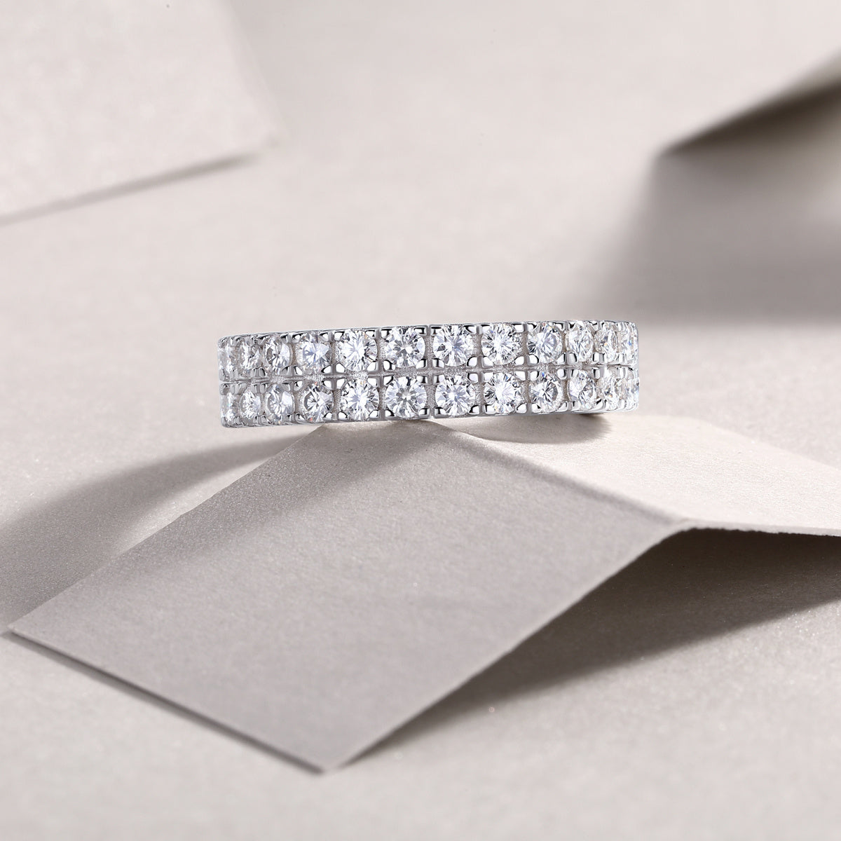 Luxury Multi-Row Moissanite Silver Ring – Statement Women’s Jewelry