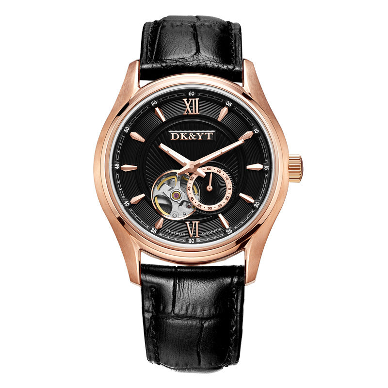 DK&YT Luxury Automatic Mechanical Men’s Watch – Skeleton Dial & Leather Strap