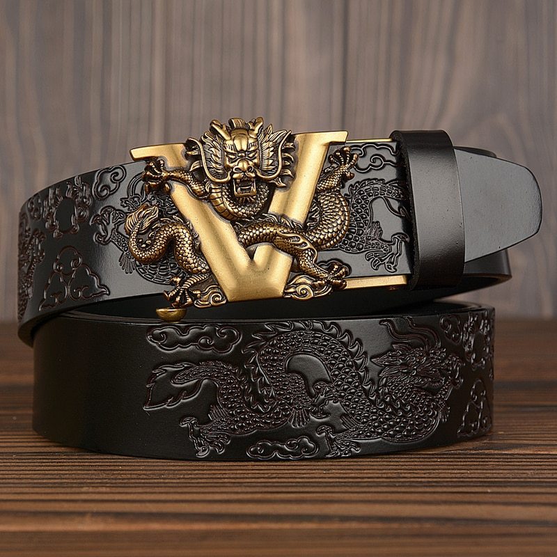 Men’s Dragon Buckle Leather Belt – Exclusive Luxury Edition