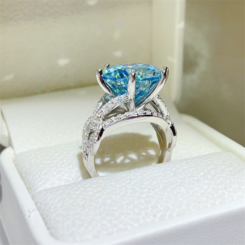 Luxury 10 Carat Blue Moissanite Engagement Ring – Elegant Statement Jewelry