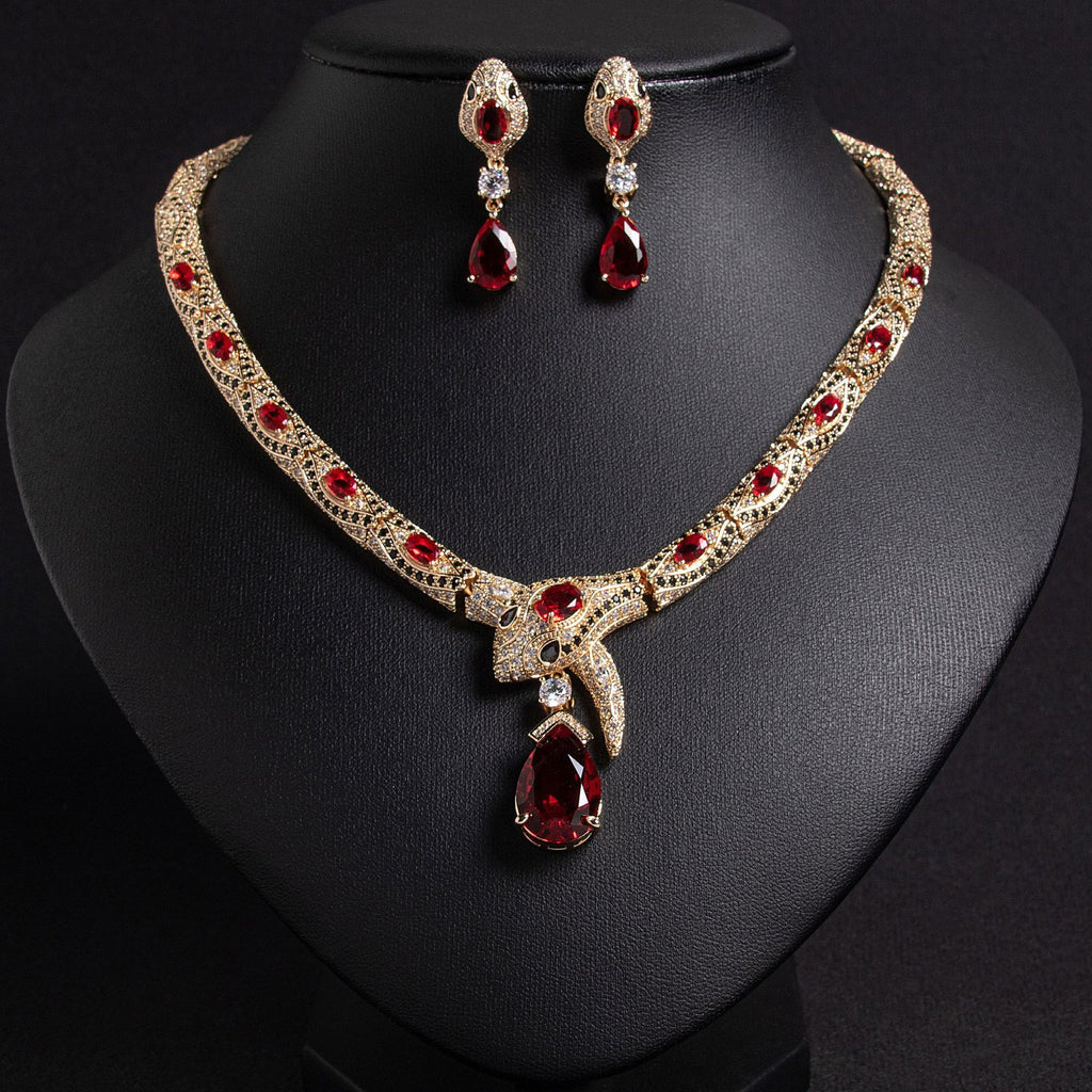 Luxury Snake Design Zircon Jewelry Set – Necklace & Earrings