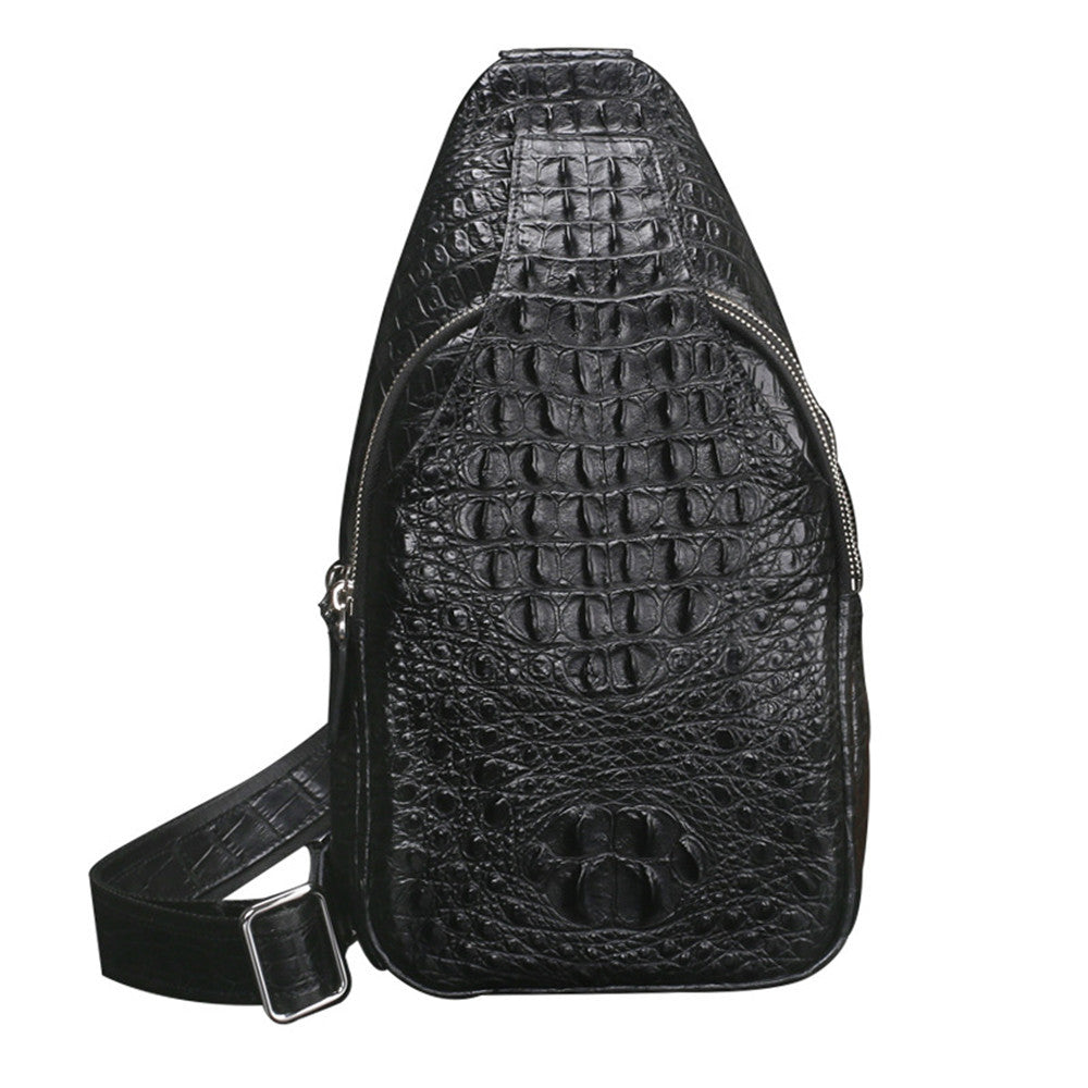 Luxury Crocodile Pattern Leather Crossbody Bag – Premium Chest Shoulder Bag for Men