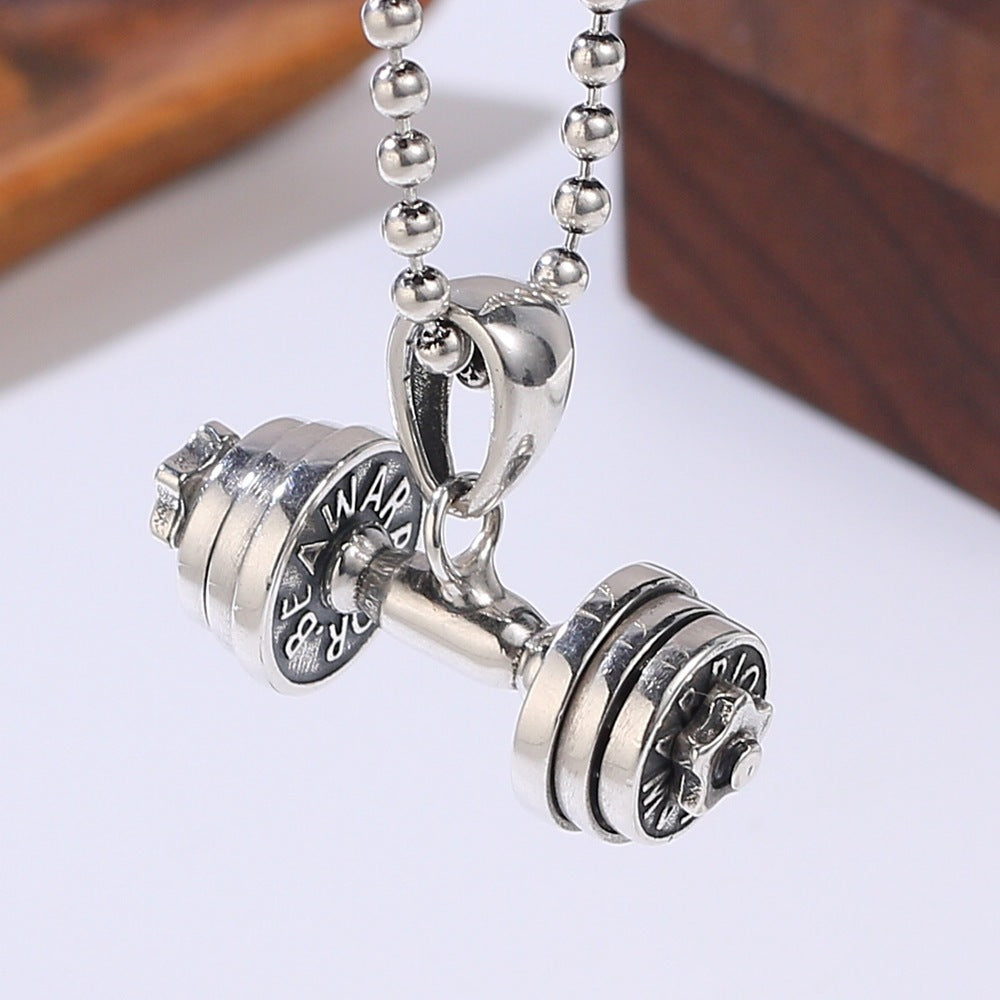 925 Silver Dumbbell Pendant – Fitness Strength Symbol for Men | T&P Men’s Vault